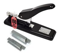 Heavy Duty Commercial Stapler with 2,000 Staples, Black Polished Steel, 100 Sheet High Capacity, Rounded Ergonomic Lever & Weighted Stability Base, Jam Free Large Stapler, by Better Office Products