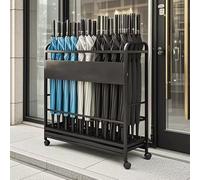 Heavy Duty Commercial Umbrella Stand with Wheels & Removable Drip Tray - Portable Metal Holder for Home Office Hotel & Entryway - Black 80x20x70CM