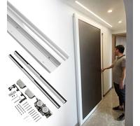 Heavy Duty Concealed Trackless Sliding Pocket Door Hardware Kit - Soft Closing Invisible Barn Door Track (146in / 370.8cm) for Seamless Closet Solutions