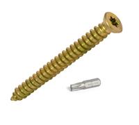 Heavy Duty Concrete Screw V Threaded for Extra Drive Support (Includes Free Steel T30 Bit) Ideal for Brick Stone Concrete & More (100, 7.5 x 80mm)