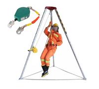 Heavy Duty Confined Space Rescue Tripod - 7Ft Adjustable Hoist Lift System for Wellhead Exploration, Construction, Fire Safety, 1200Lbs & 2600Lbs Winch Capacity