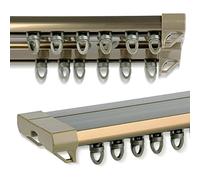 Heavy Duty Conjoined Curtain Track, 90° Corner Ceiling Rail, Double Pole for Smooth Silence, Champagne Gold Finish, 3.1M (10Ft) - Ideal for Home Décor.