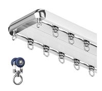 Heavy Duty Conjoined Double Track, Aluminium Ceiling Curtain Track With Silent Roller, Silence Curtain Rail Room Divider Ceiling Track Set For Living Room, Bedroom, RV(White,280CM (9.2FT))