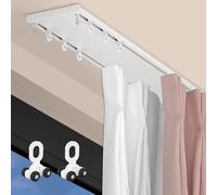 Heavy-Duty Conjoined Double Track rails Ceiling Mounting Ultra-thin design Sliding Rails for Curtains Easy Install for Living Room Bedroom Room Divider(White,0.9m/3ft)