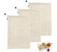 Heavy Duty Cooking Nets for Legumes - Set of 3 Heat Resistant Cotton Fabric - Ideal for Cooking Chickpeas, Beans and Vegetables - Handy Storage Bags for Your Chick