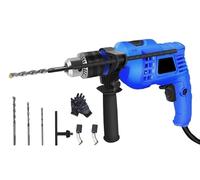 Heavy Duty Corded Electric Hammer Drill Driver with Bit Set, 2-in-1 Impact Drill 300-400W Power, Variable Speed 0-3000RPM & 2M Cable for Concrete, Masonry & Wood