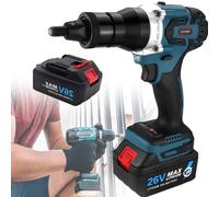 Heavy Duty Cordless Rivet Gun Tool Kit with Battery, M3-M12 Riveting Pull Head, Automatic Rivet Nut Guns for Effortless Riveting - Save Time and Efforts