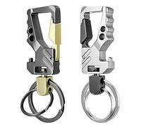 Heavy Duty Corkscrew Key Chain Men's Car Key Chain Multifunctional Carabiner Heavy Duty Corkscrew Key Chain for Men and Women Heavy Weight Lifting 2pcs Hand Held Alarm for Women (Black, One Size)