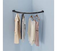 Heavy Duty Corner Garment Rack - Industrial Pipe Wall-Mounted Clothing Organizer for Office Entryway Bedroom - 80x80cm Black Corner Hanging Bar