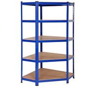 Heavy Duty Corner Racking Shelving Unit for Garage Storage 5 Tier Metal Shelves Boltless Design 240kg per Shelf Capacity 90cm x 40cm x 180cm Ideal for Shed Warehouse Industrial Use