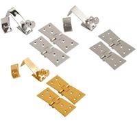 Heavy Duty Counterflap Hinges & Catch Chrome Brass Counter Flap Bar Hinge Catch (Polished Brass, Pair of Hinges and Catch)