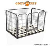 Heavy Duty Cozy Pet Puppy Playpen Run Crate Pen 61cm High Dog Cage - ABS Floor HDDP01 + VB36C