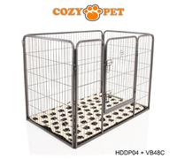 Heavy Duty Cozy Pet Puppy Playpen Run Crate Pen 75cm High Dog Cage - ABS Floor HDDP04 + VB48C