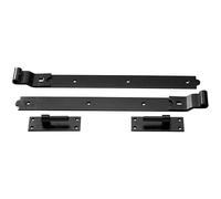 Heavy Duty Cranked Hook and Bands Gate Hinges Garden Shed Galvanised or Black (Black, 12" (300MM))