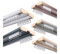Heavy-duty Curtain Conjoined Double Track Rails Curtain Track Ceiling Mounted Curtain Double Rails Room Dividers Curtain Tracks System-Sliding Curtain Rail For Heavy Curtains Aluminum(Gray,300cm)