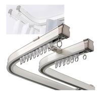 Heavy Duty Curtain Double Track Bendable, Curtain Track System, Double Bay Window Curved Rail, Flexible Bendable Aluminum Alloy Ceiling/Wall Mount,Wall Mount,250cm