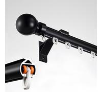 Heavy Duty Curtain Pole Set with Brackets Adjustable Aluminium Window Rod 70 600cm/2.3 19.6ft for Living Room Bedroom Office Hospital Black 190cm (2 x 95cm)