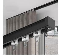 Heavy Duty Curtain Rail - Ceiling Mounted Aluminum Alloy Track for Room Dividers Flexible Support for Heavy Curtains Fits 2 2.5mm Wall Thickness (Color: Black)