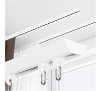 Heavy Duty Curtain Rail Track for Bay Windows 9m/29.5ft Ceiling Mounted Adjustable Metal Rod White with Fittings Perfect for Room Dividers and Heavy Curtains