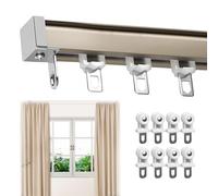 Heavy Duty Curtain Rails Track System, Ceiling Mount For Curtain Rail, Curtain Rail With Mute Rollers, Thickened Heavy Duty Aluminium Double Mute Curtain Tracks Straight Curtain Track ( Color : Champa