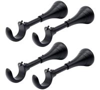 Heavy Duty Curtain Rod Brackets for Wall, 6 inch Curtain Rod Brackets, Extra Long Holder for Heavy Curtains, for 3/4 to 1 inch Rods, 4 pcs Extended Wall Mount Holders, Set of Four, Black