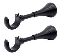 Heavy Duty Curtain Rod Brackets for Wall, 6 inch Curtain Rod Brackets, Extra Long Holder for Heavy Curtains, for 3/4 to 1 inch Rods, 2 pcs Extended Wall Mount Holders, Set of Two, Black