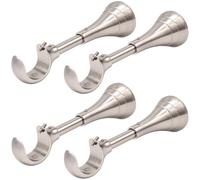 Heavy Duty Curtain Rod Brackets for Wall, 6 inch Curtain Rod Brackets, Extra Long Holder for Heavy Curtains, for 3/4 to 1 inch Rods, 4 pcs Extended Wall Mount Holders, Set of Four, Brushed Nickel