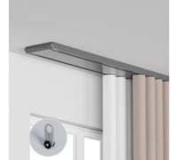 Heavy-Duty Curtain Track 1-6m Adjustable 2-Layer Aluminum Curtain Rail for Home Office Living Room Bedroom - Gray 1.7m Length Easy Installation