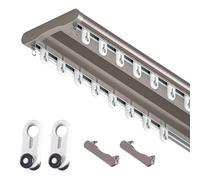 Heavy Duty Curtain Track Double Curtain Tracks for Bedroom Silent Curtain Rail Aluminium Curtain Rod for Room Divider 1.6m 2.8m 3.2m 3.8m 4.6m 5.5m(Champagne,370cm)