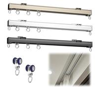 Heavy Duty Curtain Track Rail System Aluminum Ceiling or Wall Mount with Quiet Rollers Sliding Curtain Rod Support for Smooth Operation and Easy Installation.