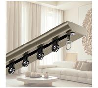 Heavy Duty Curtain Track Rod, Modern Drapery Rod for Windows, 4.3FT/130CM Single Pole in Champagne, Stylish Home Decor Solution, Durable & Easy to Install.
