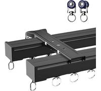 Heavy Duty Curtain Track Set, Aluminium Room Divider Rail, Ceiling or Wall Mount Sliding Rod, Double Conjoined Design for Durable Use
