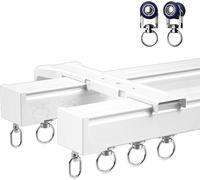 Heavy Duty Curtain Track Set, Aluminium Room Divider Rail, Ceiling or Wall Mount Sliding Rod, Double Conjoined Design for Durable Use