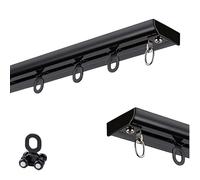 Heavy Duty Curtain Track System 17ft 5.1m Aluminum Ceiling Mounted Curtain Rail for Shower Room Dividers Black Single Rail Design