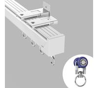 Heavy-Duty Curtain Track System 5.5M/18FT Ceiling/Wall Mount Silent Operation Perfect for Living Room & Bedroom Room Divider White Color