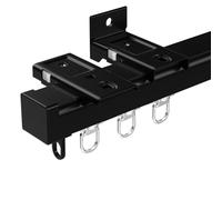 Heavy-Duty Curtain Track System for Ceiling or Wall Mount, Aluminum Alloy Curtain Rail with Accessories, 3 Color Options (Black) - 500cm (16.4ft) Length