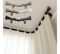 Heavy Duty Curtain Track System Wall Mounted Roman Rod with 90° Corner Bends Silent Rollers Easy Install Sliding Rail 1.9M/6.2FT Gray Perfect for Windows