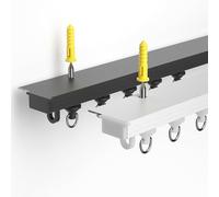 Heavy-Duty Curtains Rails, Curtain Tracks Ceiling Mounted, Room Divider, Aluminium Curtain Track Systems For Living Room Bedroom Room Shower Divider,1M To 5M(White,4.9M)