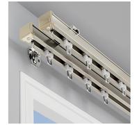 Heavy-Duty Curtains Rails Double Row Ceiling Curtain Track Mounted Silent System,Aluminum Double Curtain Track - Adjustable Ceiling/Wall Mount Curtain Poles - Versatile Room Divider & Draper