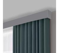 Heavy-Duty Curtains Rails Double Row Ceiling Curtain Track Mounted Silent System，Aluminum Grey Curtain Track Valance Box with Roller Hooks Custom Size Ceiling Mount Cornice Board Stylish Sin