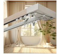 Heavy-Duty Curtains Rails Double Row Ceiling Curtain Track Mounted Silent System,Double Curtain Rod - Adjustable Aluminium Wall Mount Track Set for Sliding Curtains, Room Divider & RV Draper