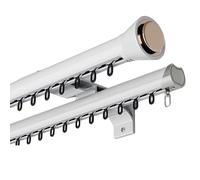 Heavy-Duty Curtains Rails Double Row Ceiling Curtain Track Mounted Silent System,Dual Pole Curtain Track Set - 18FT Silent Roller Roman Rods, Wall Mounted Double Track for Living Room, Bedro