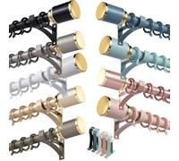 Heavy Duty curtains rod Wall Mount, Aluminum Alloy curtain poles with Thicken Bracket and Finials, black curtain rod for Bedroom Privacy Partition Separator(Gray,200 cm (6.6ft))