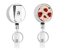 Heavy Duty Cute Ladybug Badge Reel with 360° Swivel Alligator Clip & 24" Retractable Nylon Cord Lightweight Name Badge Holder for Nurse Teacher Office Worker Id Card Decor