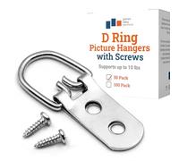 Heavy Duty D-Ring Picture Hangers - 2 Hole with Screws - 50 Pack - Picture Hang Solutions