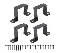Heavy Duty Deck Fence Brackets 4pcs 4x4 Inch Strap Post Ties Carbon Steel Gazebo Mounting Brackets U Shaped for Secure Fencing and Deck Construction Black Powder Coated