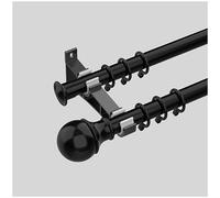 Heavy Duty Decorative Curtain Rod, Premium Aluminum Brackets with Cylindrical Hollow Cap Heavy Duty Decorative Drapery Rod for Windows Blackout Drapes and Curtains(Black-Dual,100cm/3.28ft)