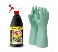 Heavy Duty Degreaser - Elbow Grease All Purpose Degreaser, Kitchen Food Safe & Car Cleaner, Cleaning Products Bundle with Long Sleeve Elbow Length Rubber Gloves (MEDIUM)
