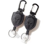 Heavy Duty Detractable Keychain Key Ring, Carabiner Badge Reel,Belt Key Holder Retractable Clips for ID Badges (2 Pack)