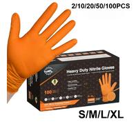 Heavy Duty Disposable Nitrile Gloves 8Mil Extra Thick Mechanic Glove with Textured Grip Antislip Safety Work Gloves Orange 10PCS